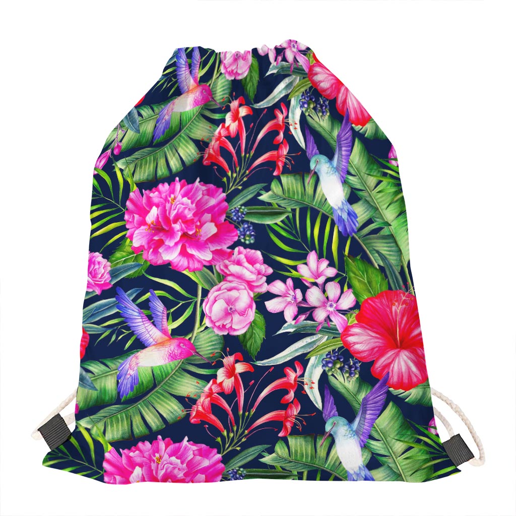 Hawaiian Tropical Birds Pattern Print Drawstring Bag