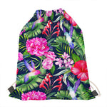 Hawaiian Tropical Birds Pattern Print Drawstring Bag