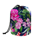 Hawaiian Tropical Birds Pattern Print Drawstring Makeup Bag