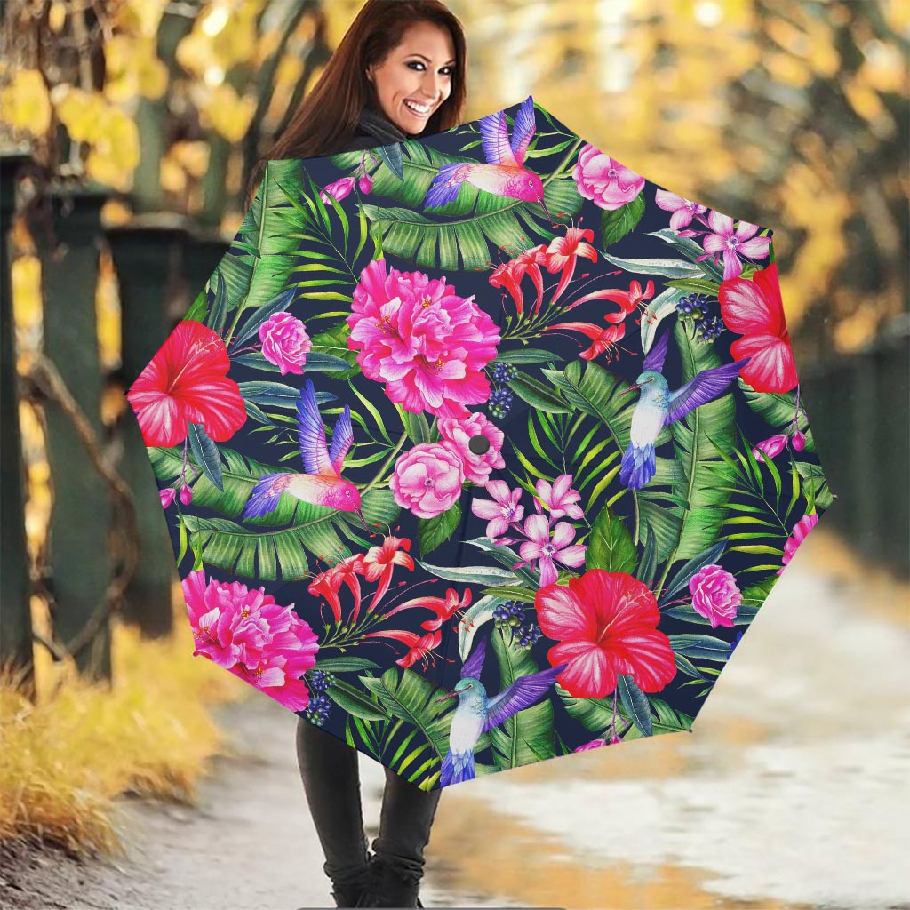 Hawaiian Tropical Birds Pattern Print Foldable Umbrella