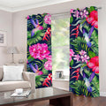 Hawaiian Tropical Birds Pattern Print Grommet Curtains