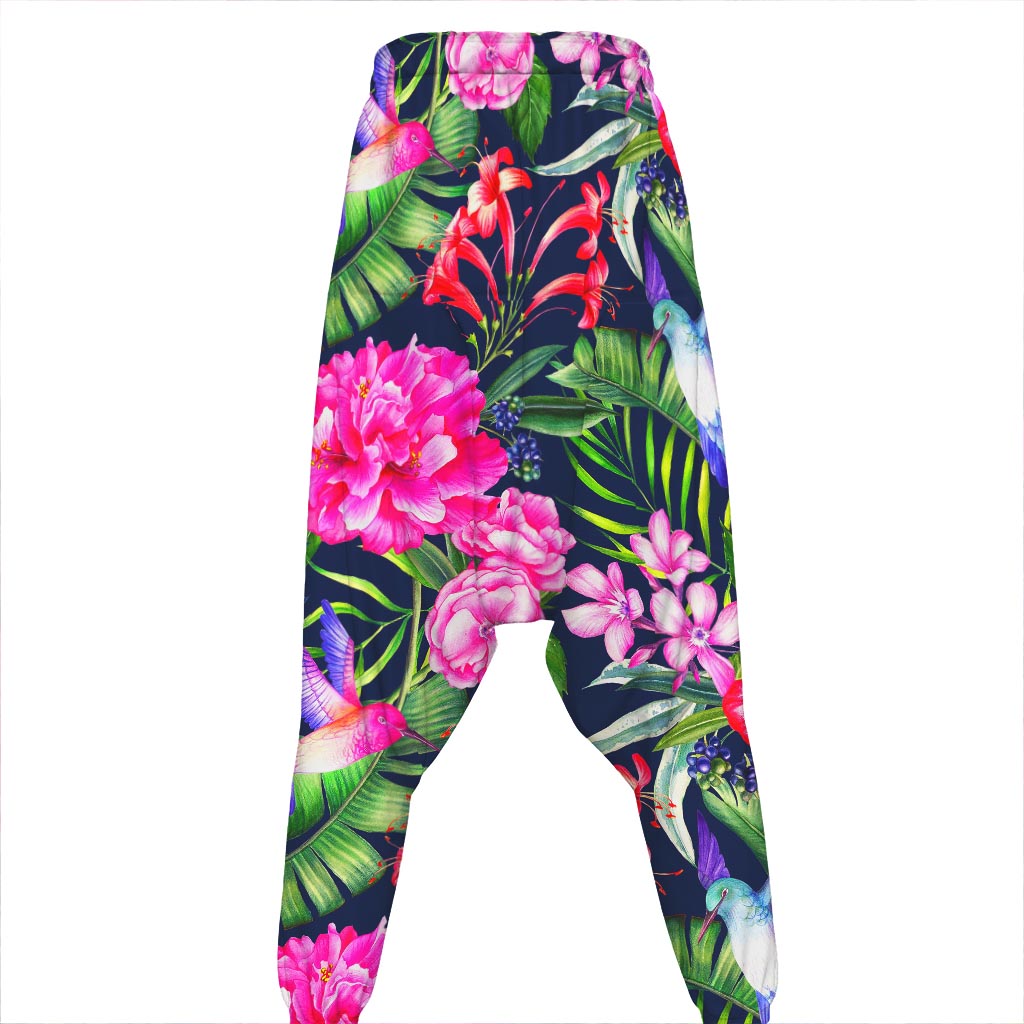 Hawaiian Tropical Birds Pattern Print Hammer Pants