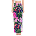 Hawaiian Tropical Birds Pattern Print High Slit Maxi Skirt