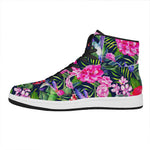 Hawaiian Tropical Birds Pattern Print High Top Leather Sneakers