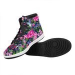 Hawaiian Tropical Birds Pattern Print High Top Leather Sneakers