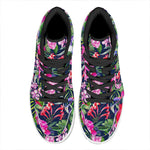 Hawaiian Tropical Birds Pattern Print High Top Leather Sneakers