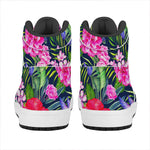 Hawaiian Tropical Birds Pattern Print High Top Leather Sneakers