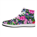 Hawaiian Tropical Birds Pattern Print High Top Leather Sneakers