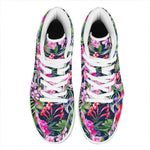 Hawaiian Tropical Birds Pattern Print High Top Leather Sneakers