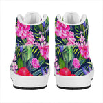 Hawaiian Tropical Birds Pattern Print High Top Leather Sneakers