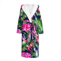 Hawaiian Tropical Birds Pattern Print Hooded Bathrobe