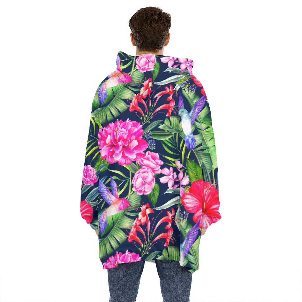 Hawaiian Tropical Birds Pattern Print Hoodie Blanket