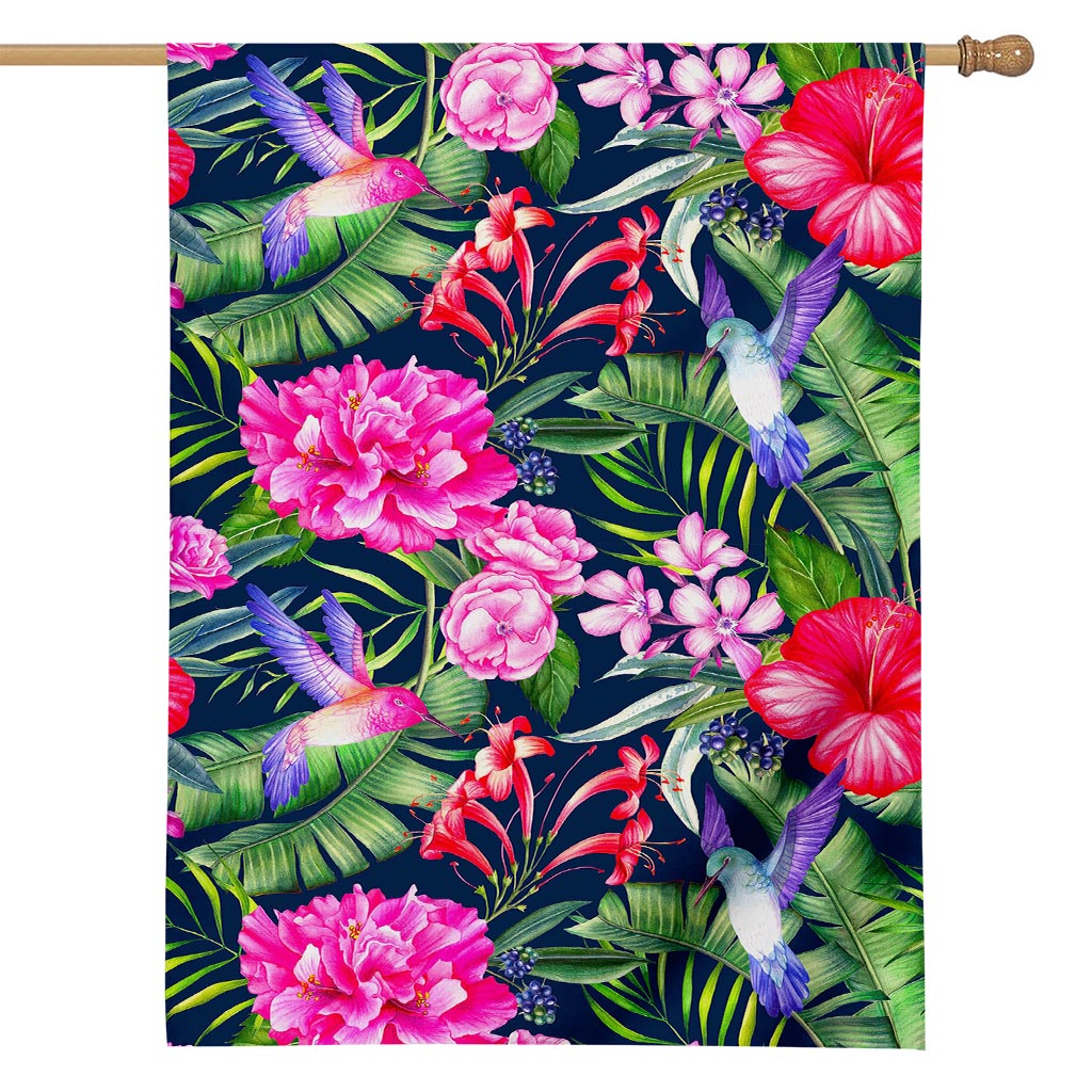 Hawaiian Tropical Birds Pattern Print House Flag