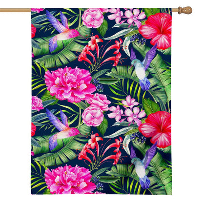 Hawaiian Tropical Birds Pattern Print House Flag