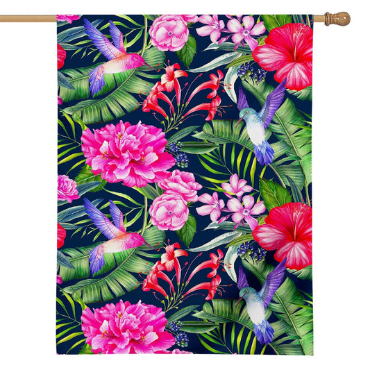 Hawaiian Tropical Birds Pattern Print House Flag