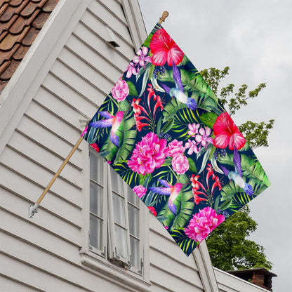 Hawaiian Tropical Birds Pattern Print House Flag