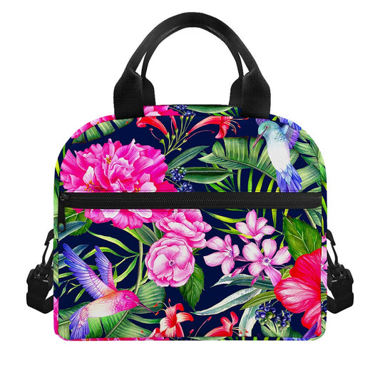 Hawaiian Tropical Birds Pattern Print Insulated Lunch Bag