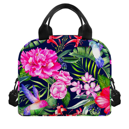 Hawaiian Tropical Birds Pattern Print Insulated Lunch Bag