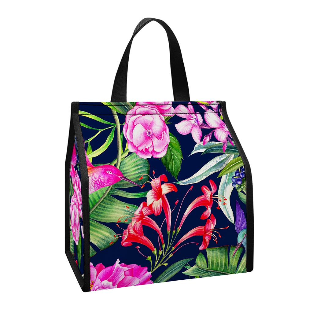 Hawaiian Tropical Birds Pattern Print Insulated Lunch Tote