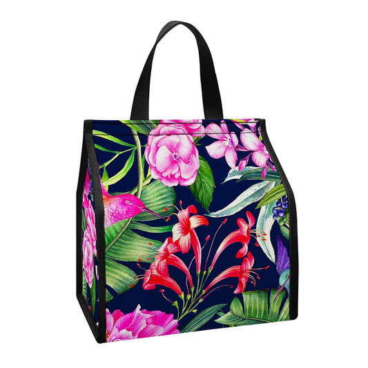 Hawaiian Tropical Birds Pattern Print Insulated Lunch Tote