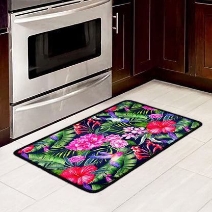Hawaiian Tropical Birds Pattern Print Kitchen Mat