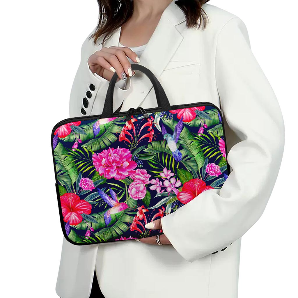Hawaiian Tropical Birds Pattern Print Laptop Sleeve With Handle