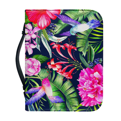 Hawaiian Tropical Birds Pattern Print Leather Bible Cover