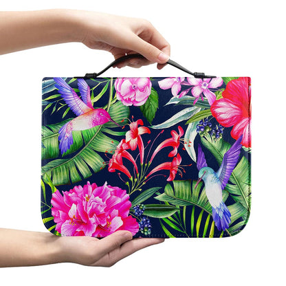 Hawaiian Tropical Birds Pattern Print Leather Bible Cover
