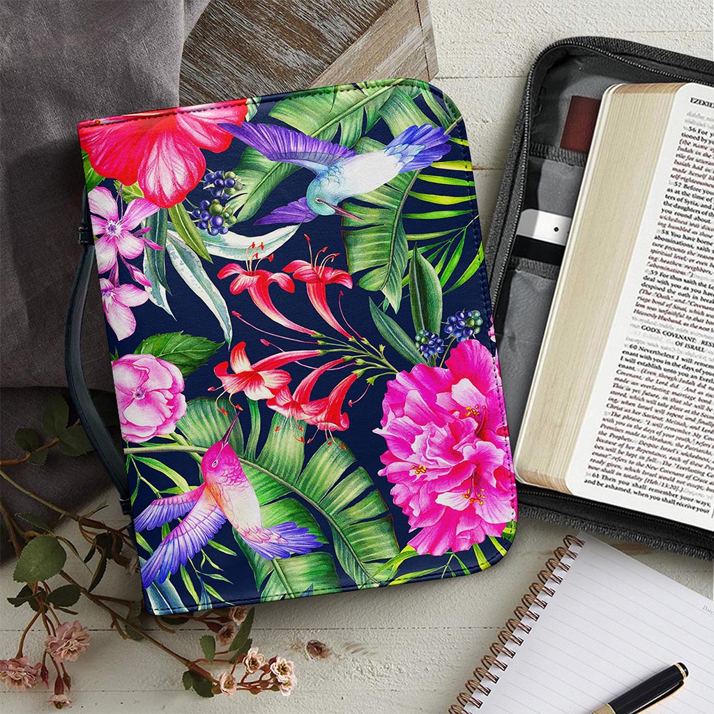 Hawaiian Tropical Birds Pattern Print Leather Bible Cover