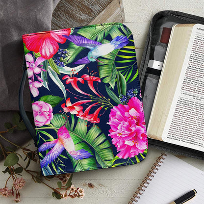Hawaiian Tropical Birds Pattern Print Leather Bible Cover