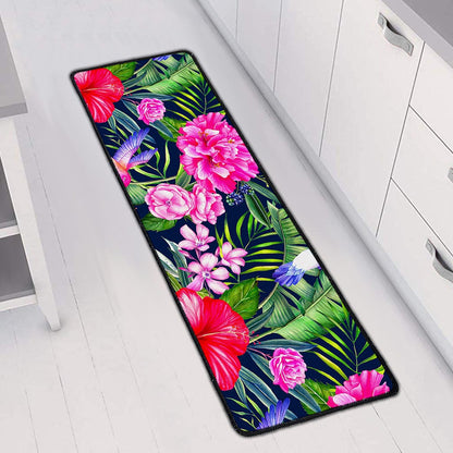 Hawaiian Tropical Birds Pattern Print Long Kitchen Mat