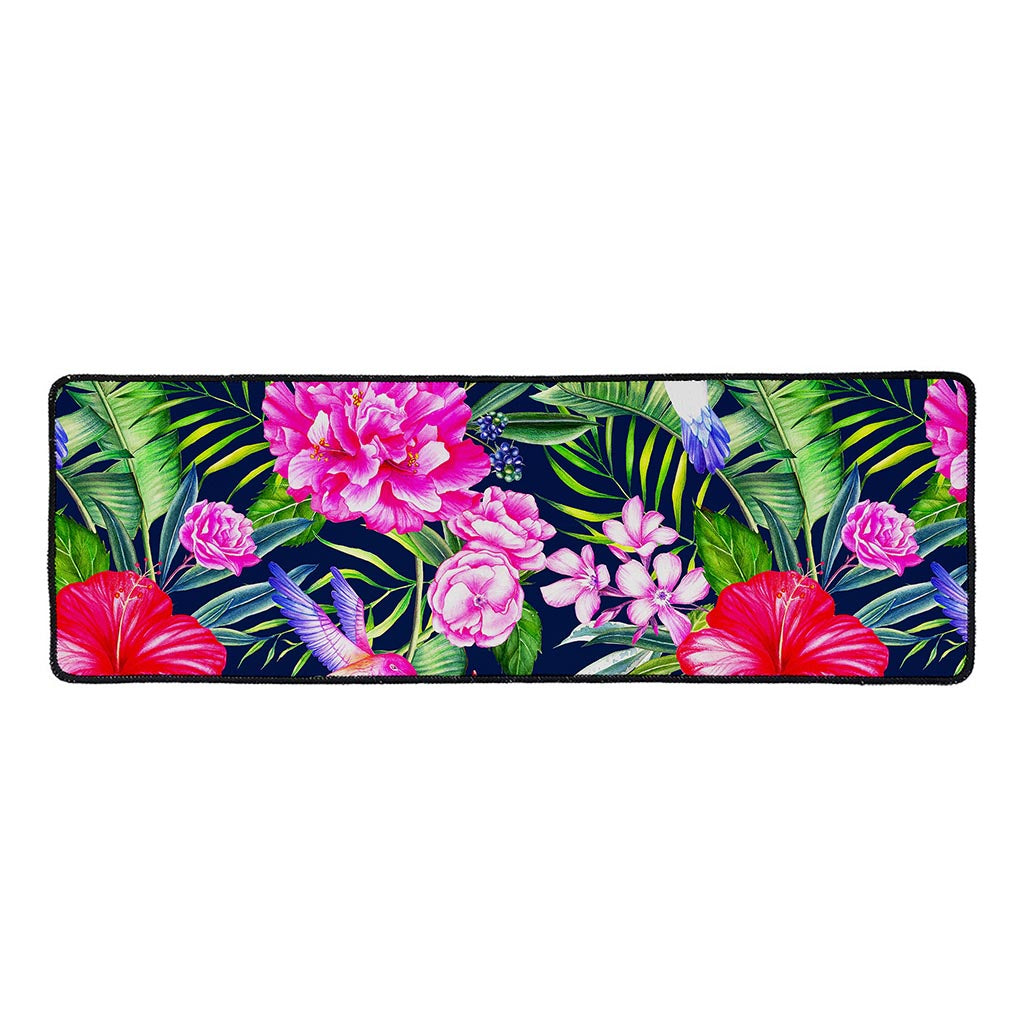 Hawaiian Tropical Birds Pattern Print Long Kitchen Mat
