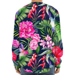 Hawaiian Tropical Birds Pattern Print Long Sleeve Baseball Jersey