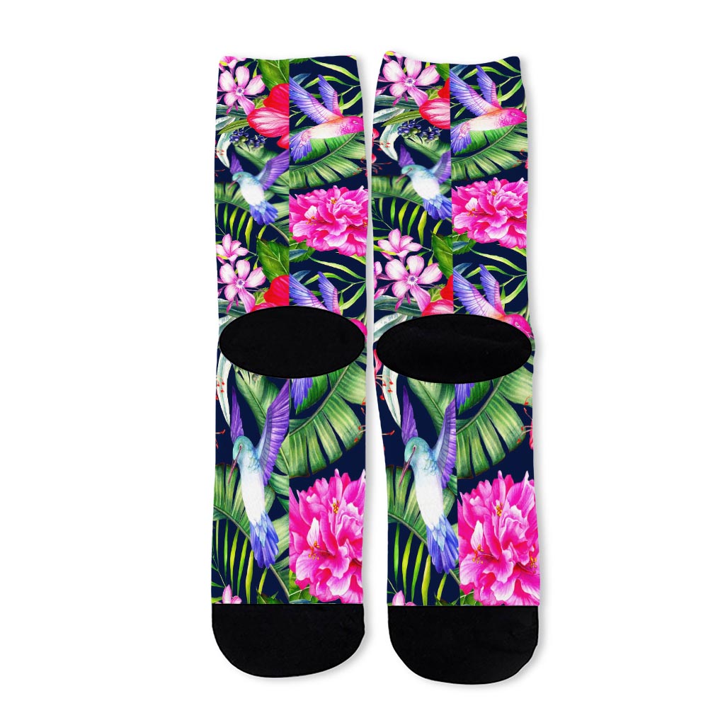 Hawaiian Tropical Birds Pattern Print Long Socks