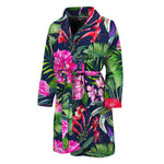 Hawaiian Tropical Birds Pattern Print Men's Bathrobe
