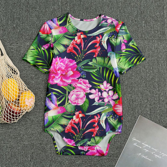 Hawaiian Tropical Birds Pattern Print Men's Bodysuit