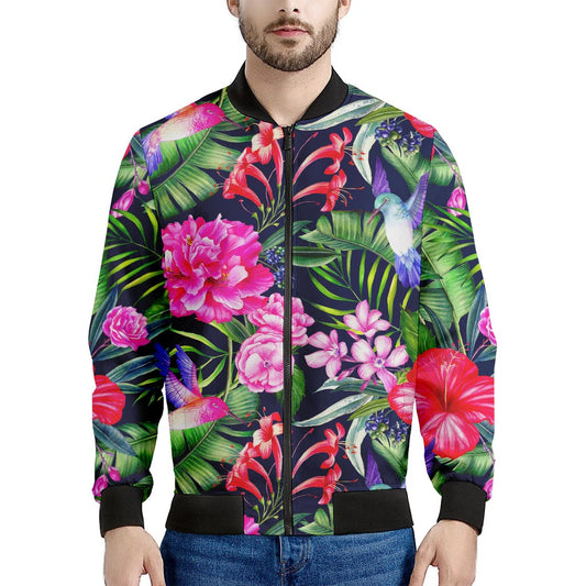 Hawaiian Tropical Birds Pattern Print Men's Bomber Jacket