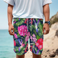 Hawaiian Tropical Birds Pattern Print Men's Cargo Shorts