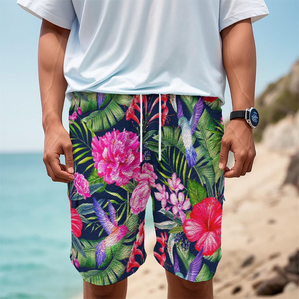 Hawaiian Tropical Birds Pattern Print Men's Cargo Shorts