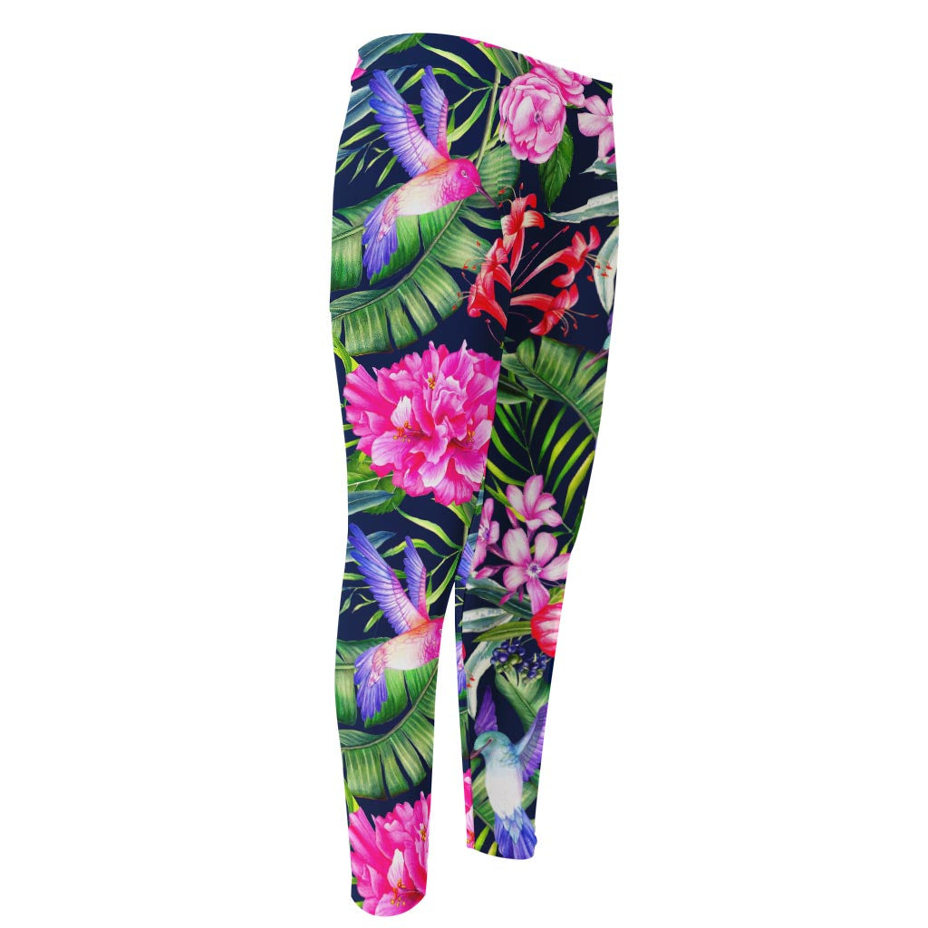 Hawaiian Tropical Birds Pattern Print Men's Compression Pants