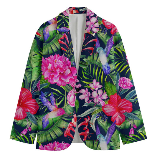 Hawaiian Tropical Birds Pattern Print Men's Cotton Blazer