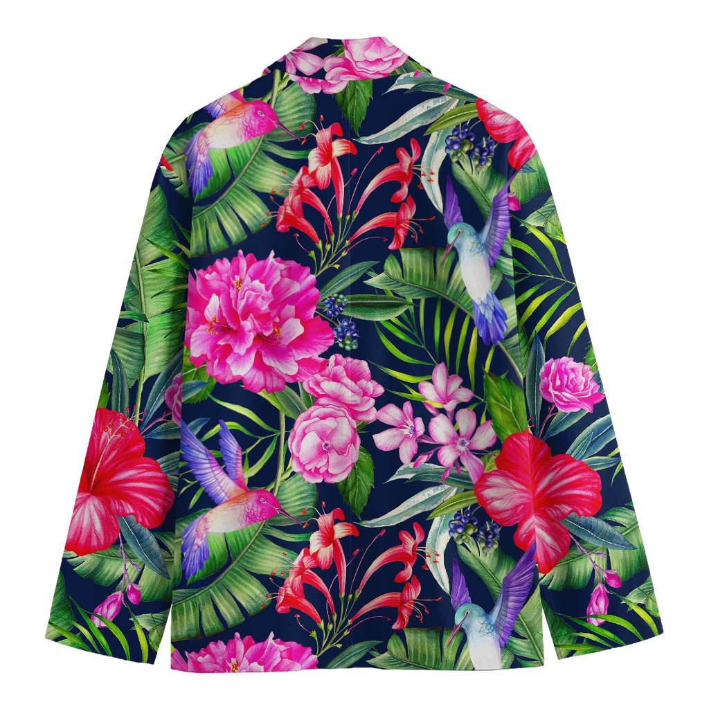 Hawaiian Tropical Birds Pattern Print Men's Cotton Blazer