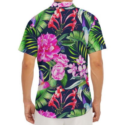 Hawaiian Tropical Birds Pattern Print Men's Deep V-Neck Shirt