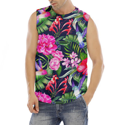 Hawaiian Tropical Birds Pattern Print Men's Fitness Tank Top