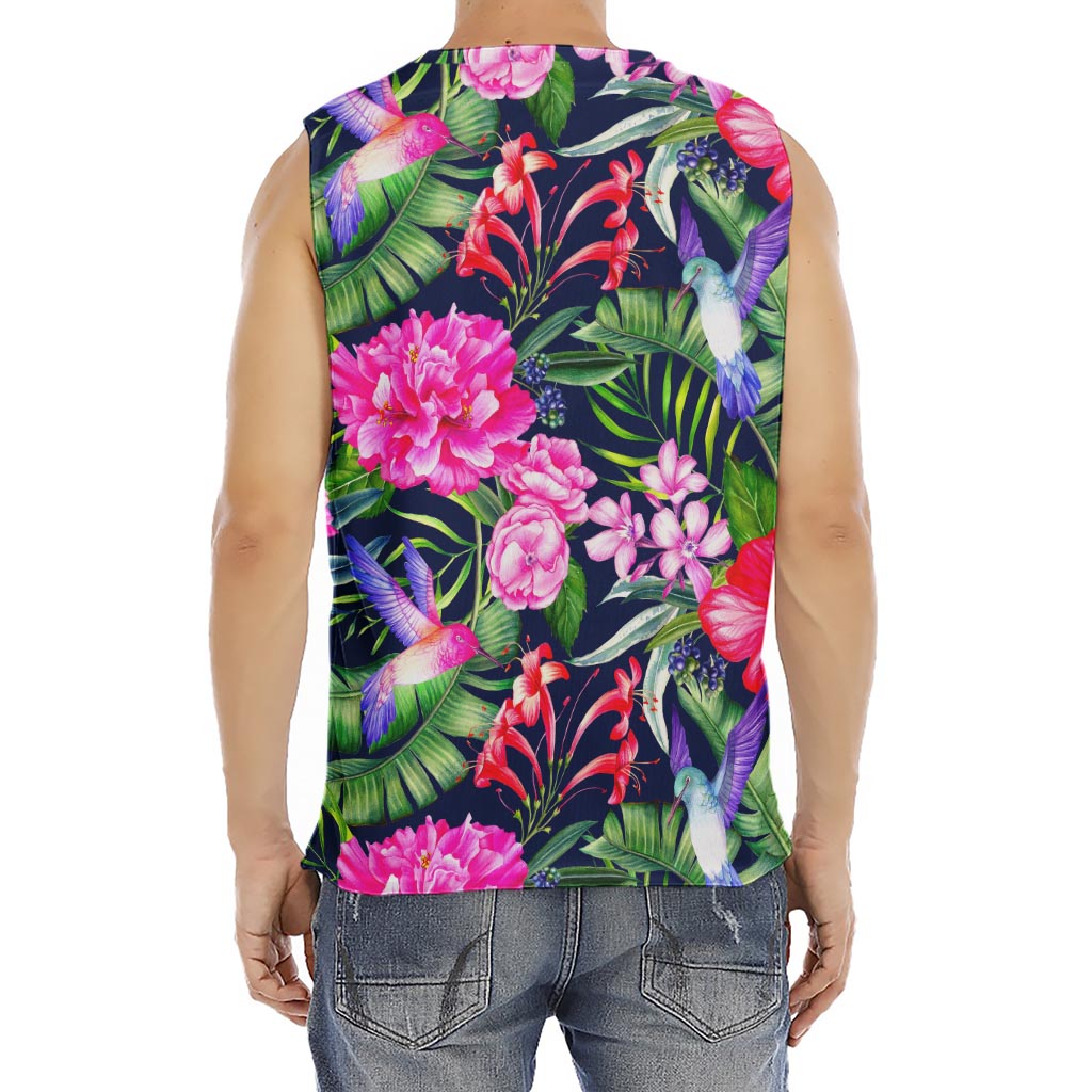 Hawaiian Tropical Birds Pattern Print Men's Fitness Tank Top