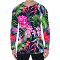 Hawaiian Tropical Birds Pattern Print Men's Long Sleeve T-Shirt