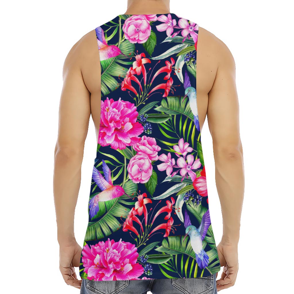 Hawaiian Tropical Birds Pattern Print Men's Muscle Tank Top