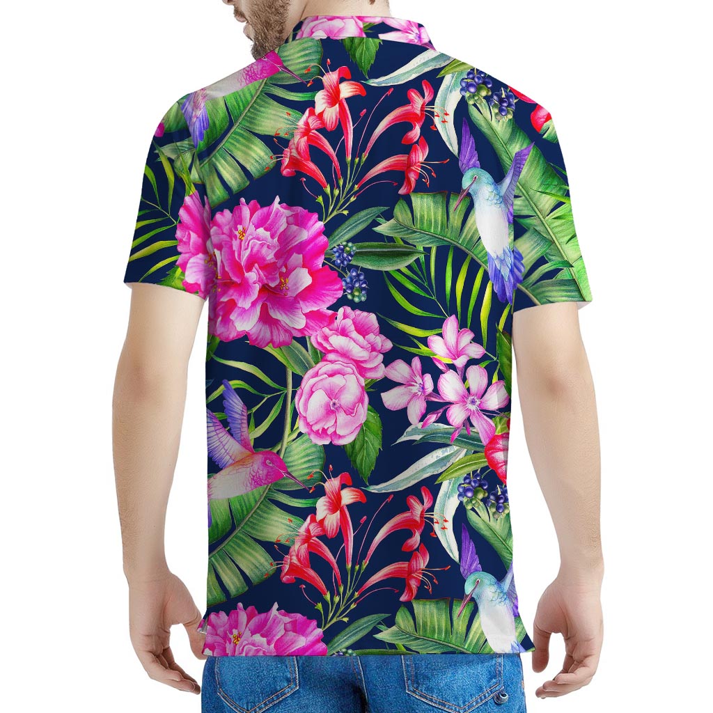Hawaiian Tropical Birds Pattern Print Men's Polo Shirt