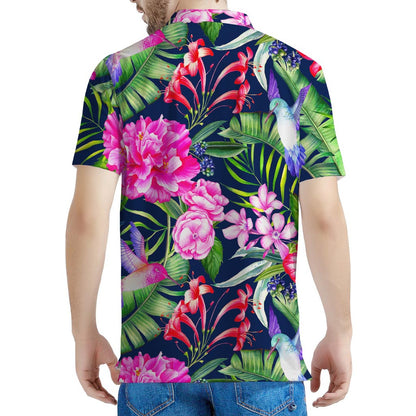 Hawaiian Tropical Birds Pattern Print Men's Polo Shirt