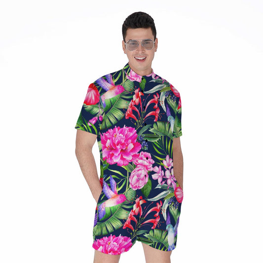 Hawaiian Tropical Birds Pattern Print Men's Rompers